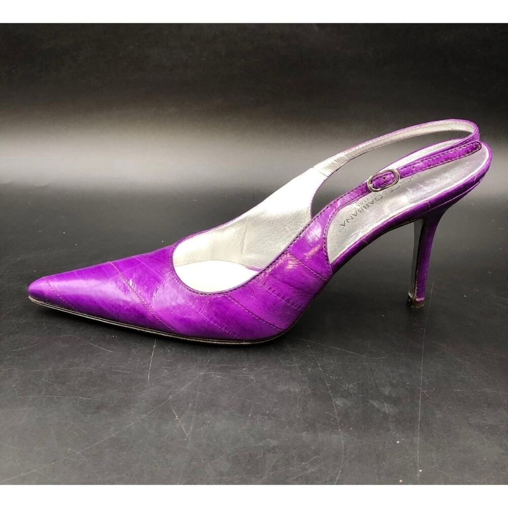 Dolce & Gabbana Crocodile Leather Slingback Heels Purple Pointed Toe Sz. 8 - Picture 7 of 9